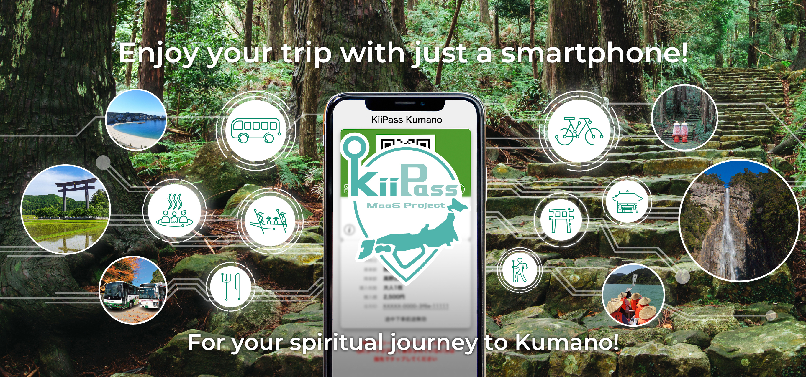 Enjoy your trip with just a smartphone!For your spiritual journey to Kumano!