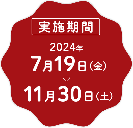 実施期間:2024年7月19日(金)~11月30日(土)※商品により販売期間は異なります。